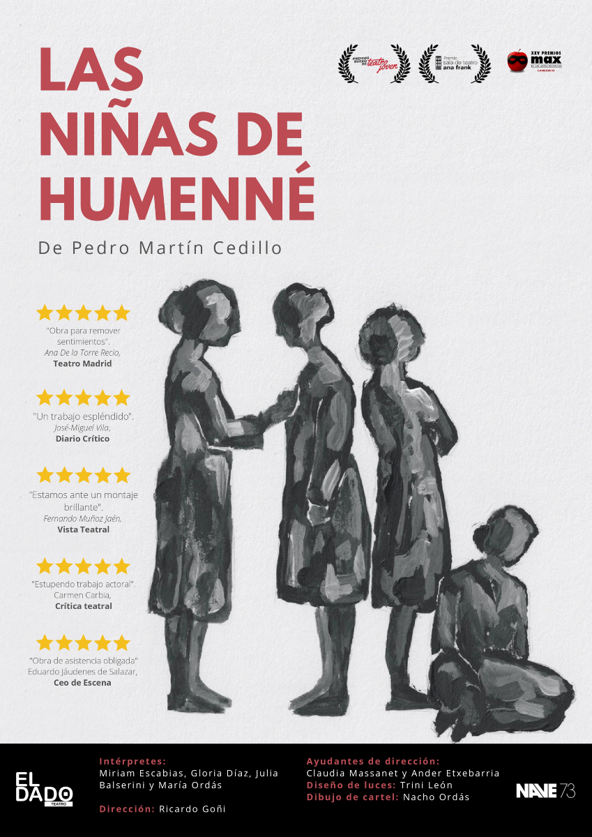 'Las niñas de Humenné' llega mañana a #Nave73. 🎭 Una mañana de marzo, las chicas judías mayores de 16 años fueron convocadas para trabajar en una "fábrica de botas"... sin saber el destino que les esperaba.

🗓️ Miércoles y jueves de noviembre.
🎟️ nave73.es/las-ninas-de-h…