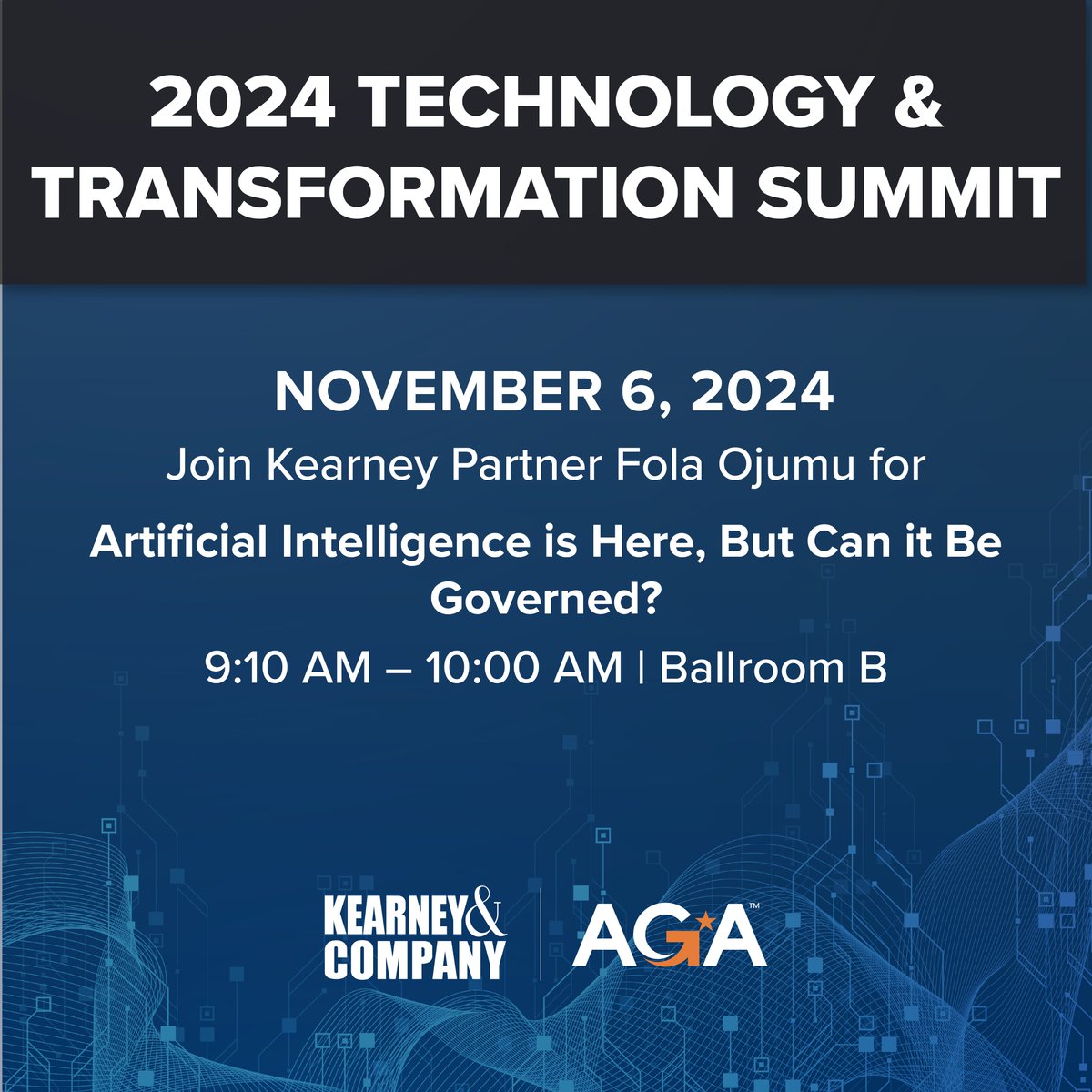 If you are attending @agacgfm #TTS24 tomorrow, don't miss the Opening General Session! Kearney Partner Fola Ojumu will lead a discussion about the evolving area of AI governance.