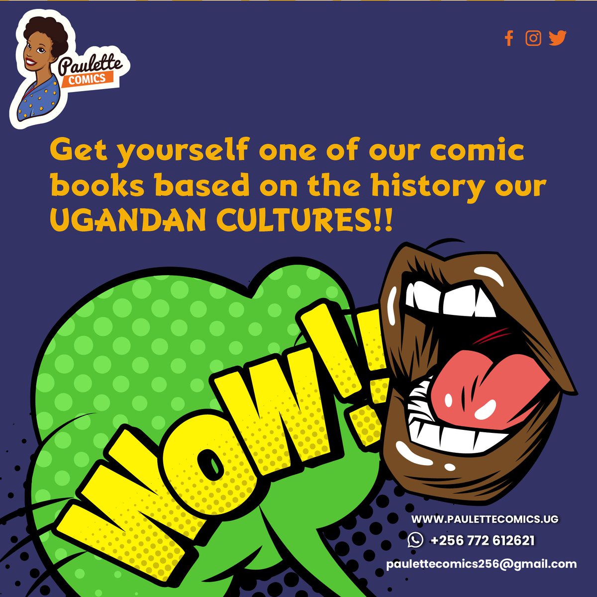 1# Comic house 🛖
2# Webshops 🛒
4# Team of illustrators 🎨
8# Comic books 📔
12# Years of writing Ugandan stories 🇺🇬

Buy from paulettedecoarts.com or paulettecomics.ug 

#paulettecomics #uganda #NextRadioUG #NileSpecialRugby #lakevictoria