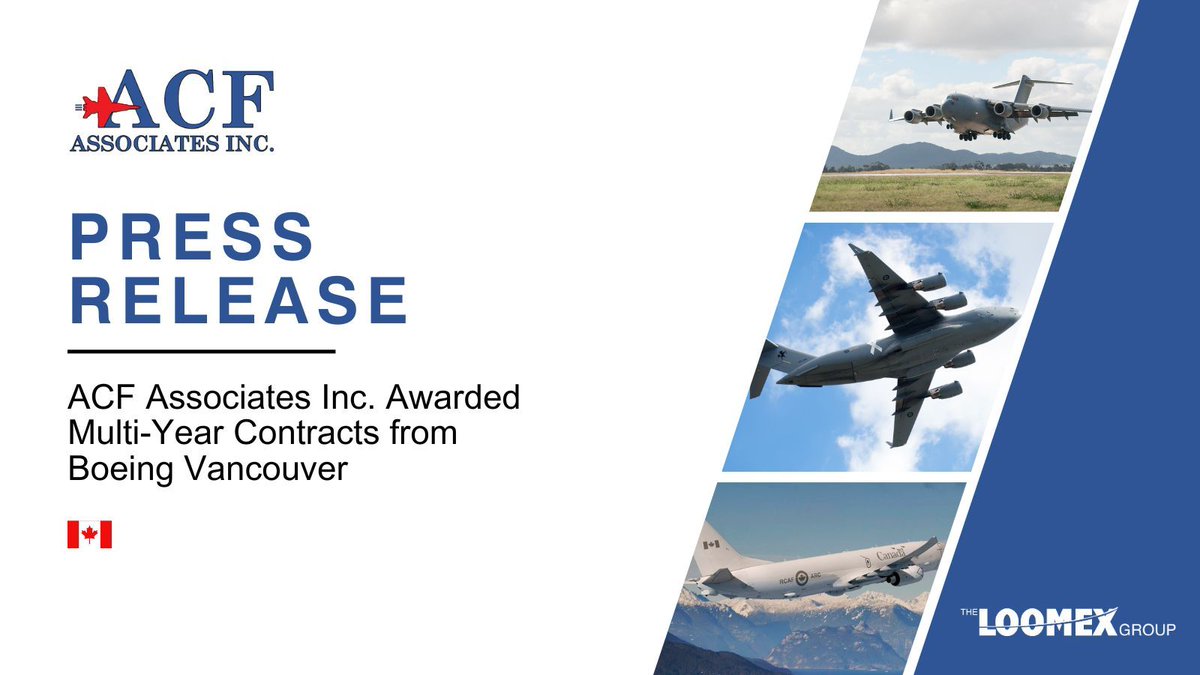 Excited to announce that ACF Associates, a subsidiary of The Loomex Group Ltd., was recently awarded a multi-year contract with Boeing to provide performance management services for Boeing's international defense program. Click for press release.🔗 buff.ly/3NUf80d