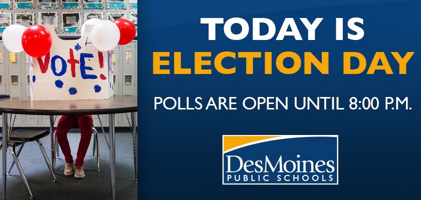 Happy Election Day! The polls in Iowa are open until 8:00 PM. More information on voting is available at voterready.iowa.gov