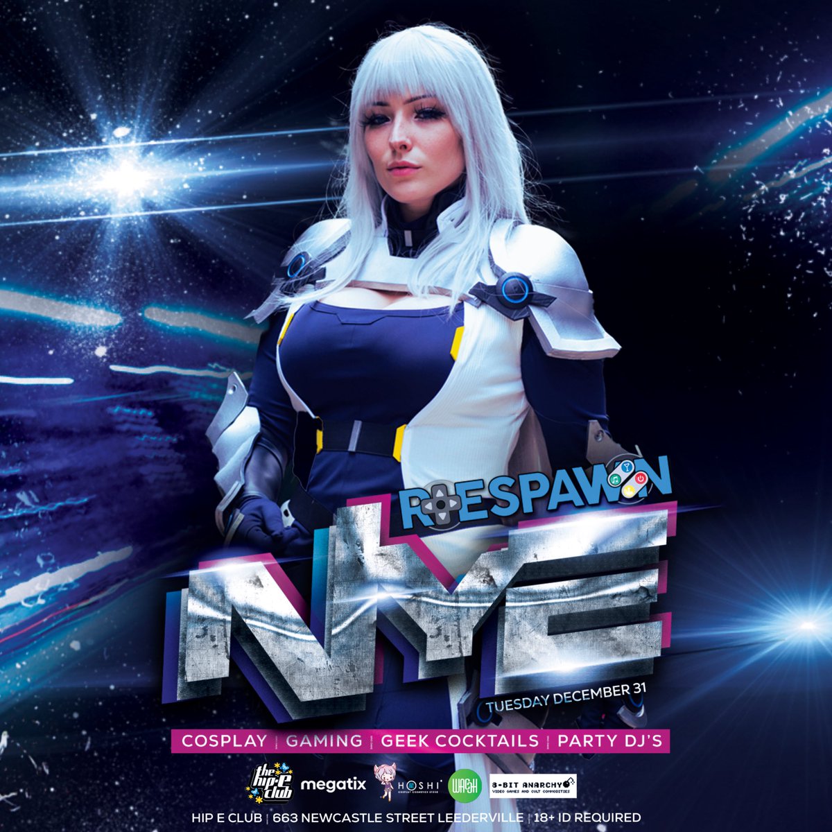 Get ready for the biggest and nerdiest NYE celebration ever!
￼
🎆PRIZES FOR BEST DRESSED
￼🎆PARTY DJ'S
🎆RESPAWN NYE COUNTDOWN
🎆GEEK COCKTAILS
🎆D20 SHOTS
🎆ALCOHOLIC BUBBLE TEA &amp; GROG
+ SO MUCH MORE
￼
 ℹ️ More info: shorturl.at/R2jKx