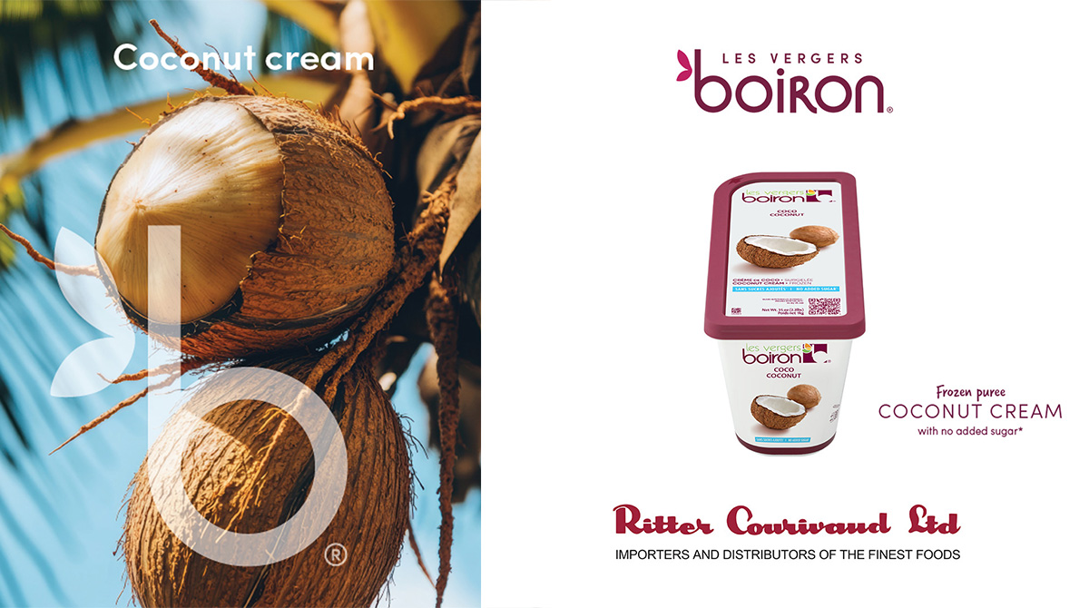 IT'S BACK! Boiron Coconut Cream
#LesvergersBoiron select the best coconuts from Thailand, Vietnam &amp; Indonesia, the combination of which ensures a perfect balance of sweetness, &amp; higher fat content to give a richer and more intense flavour than #coconut milk.
#cream #noaddedsugar