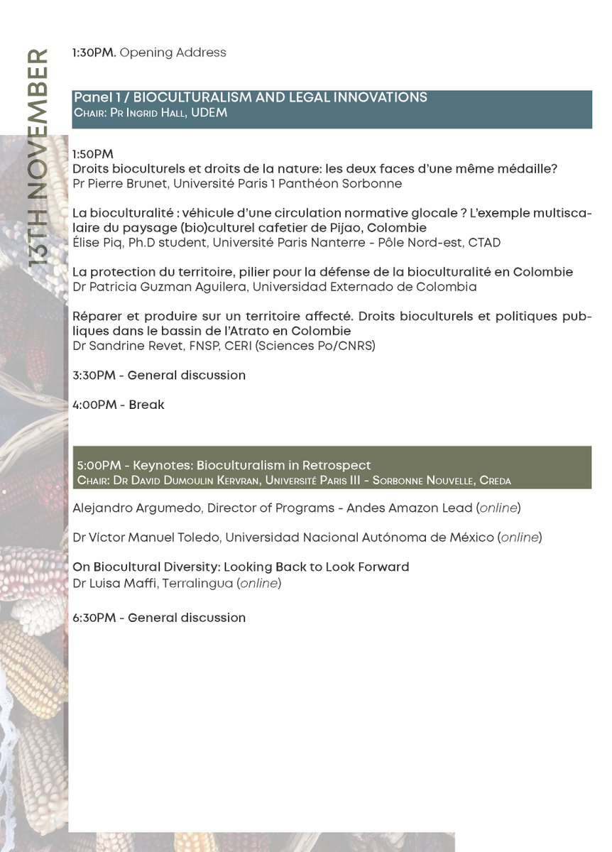 IHEAL_CREDA's tweet image. Conférence internationale: BIOCULTURALITE
13 &amp;amp; 14 nov à l&apos;Humathèque du Campus Condorcet