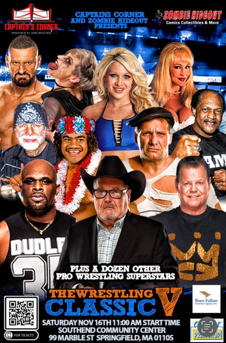 danmartone's tweet photo. Come see former and current pro wrestlers at the Wrestling Classic 5 in Springfield MA on Saturday November 16th #twc5 #wrestling #autographs #jillianhall #Jr # jerrythekinglawler #Devon #ronsimmons https://t.co/69HgEYGABY