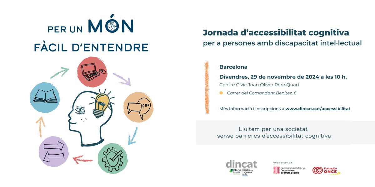 #agenda <a href="/_dincat/">Dincat</a> organitza la Jornada d’Accessibilitat cognitiva “Per un món fàcil d’entendre”!  adreçada a persones amb discapacitat intel·lectual!  
📅 29 de novembre, 10:00h
Més informació i inscripcions congres.dincat.cat/24/index.php