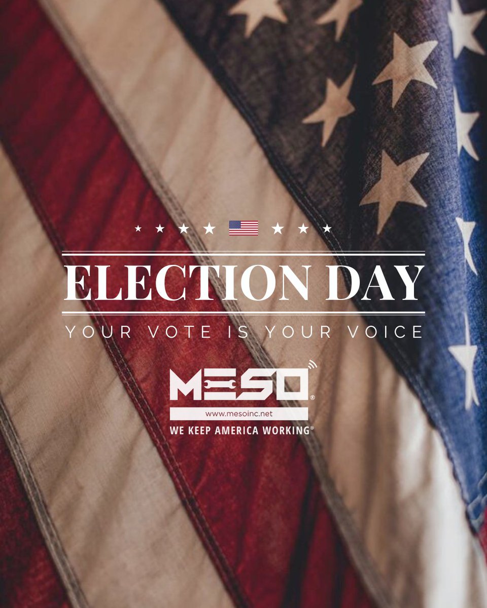 meso_inc's tweet photo. 🗳️ Our job here at MESO is to Keep America Working. Now it’s your turn! Use your voice and vote! 🇺🇸 #MESOinc #FleetCare #Maintenance #WeKeepAmericaWorking #YourVoiceMatters #ElectionDay https://t.co/N4Xsk28DSJ