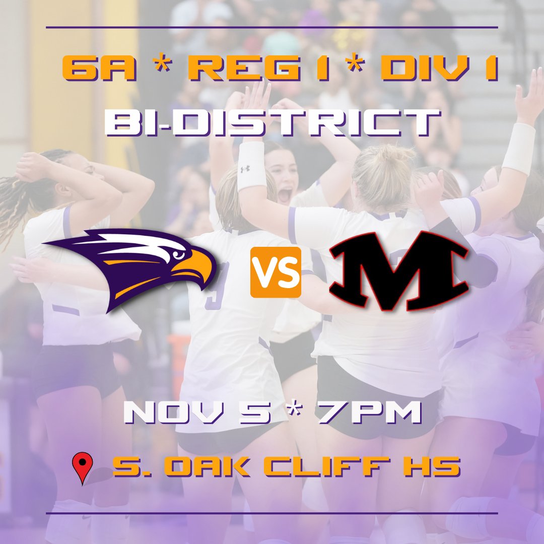 RHSVB_EAGLES's tweet photo. #PreDay 😤🦅🏐
6A Region 1 D-1 Bi-District Championship
🆚 Arlington Martin
📍 S. Oak Cliff HS
⌚️ 7pm
🎟️ https://t.co/qv00Z2i9al
#Team51 | #RHSVB
#GoPurpleGoGold https://t.co/LYxoxmRaPp