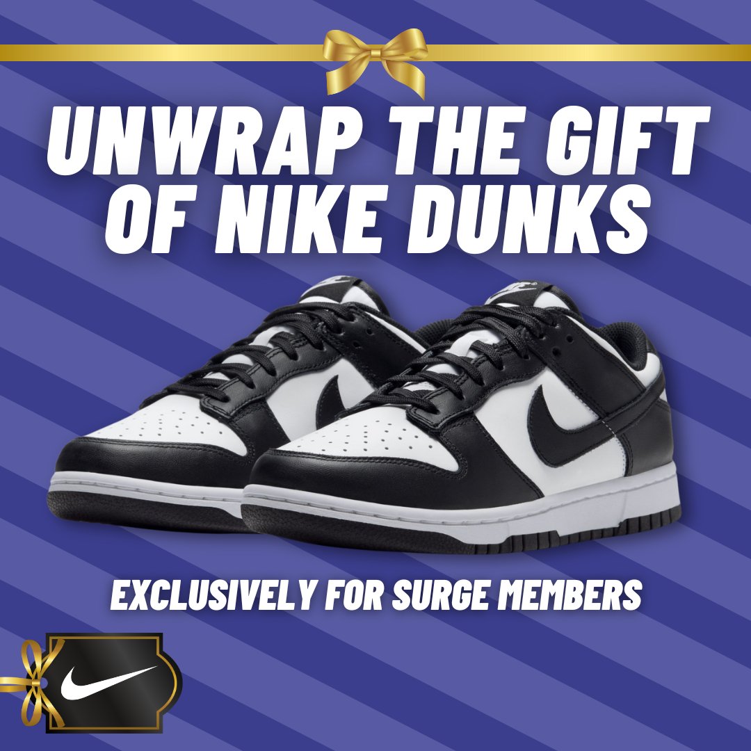 Looking for the perfect holiday gift? Nike Dunks are the ultimate holiday must-have that only SURGE members can score! 🎁 Perfect for staff, coaches, athletes, or treating yourself, shop the gift everyone wants this season! Sign up for access: bit.ly/3UyiqKl