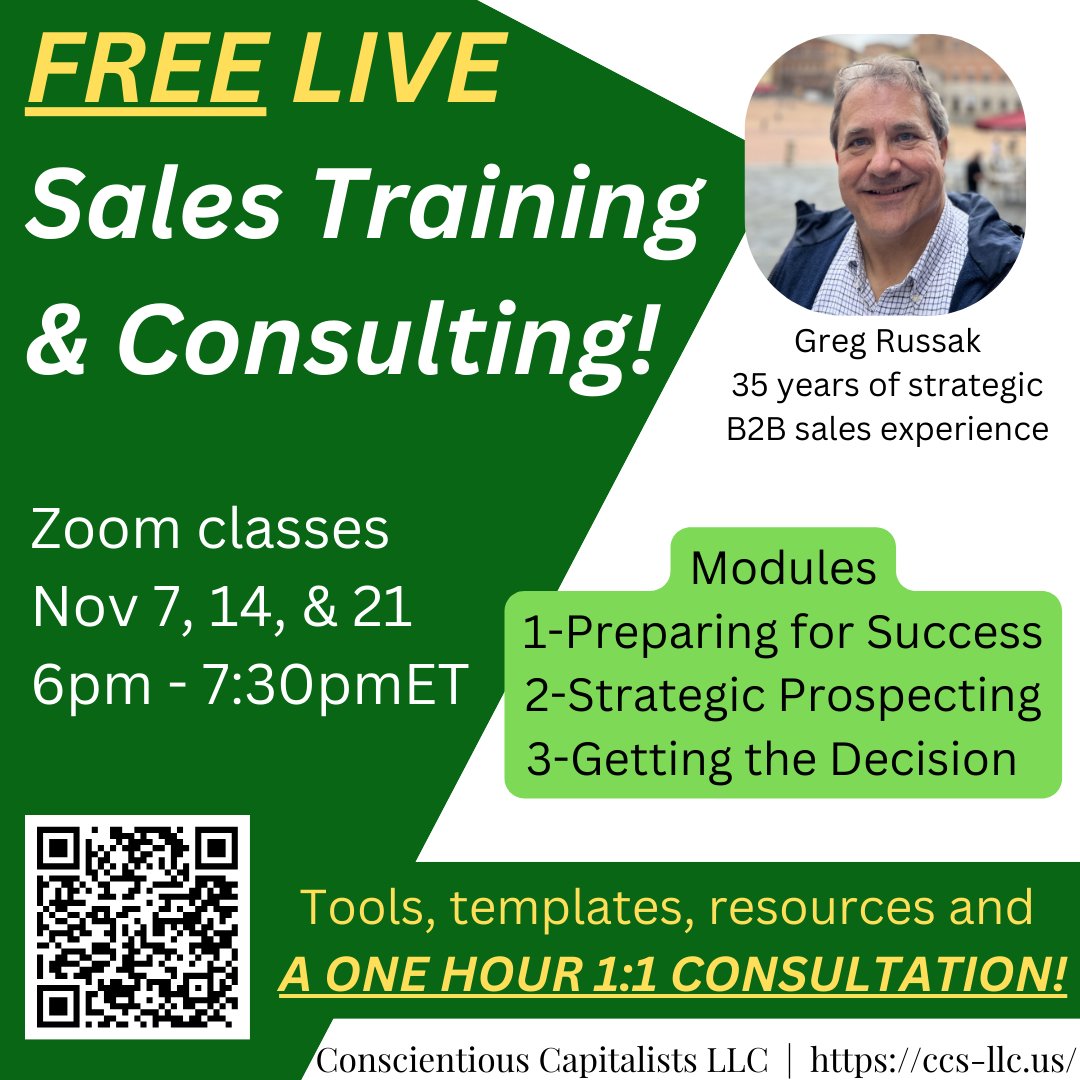 Testimonials, details, and registration are at theconscientiouscapitalist.com/courses
#b2b #edtech #salesleadership #salestraining