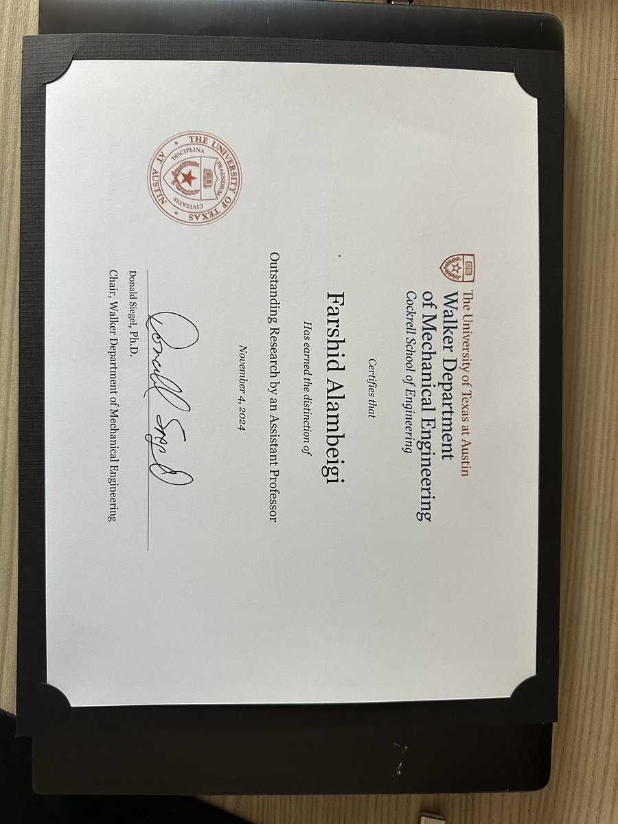 Farshid Alambeigi, PhD (@falambeigi) on Twitter photo It feels great when you get an unexpected outstanding research award from the department in the faculty meeting 😆
Special thanks to my students at <a href="/arts_ut/">UT_ARTS_Lab</a> and <a href="/utmechengr/">UT Mech Engineering</a>
<a href="/texas_robotics/">Texas Robotics</a> <a href="/CockrellSchool/">Texas Engineering</a> It feels great when you get an unexpected outstanding research award from the department in the faculty meeting 😆
Special thanks to my students at <a href="/arts_ut/">UT_ARTS_Lab</a> and <a href="/utmechengr/">UT Mech Engineering</a>
<a href="/texas_robotics/">Texas Robotics</a> <a href="/CockrellSchool/">Texas Engineering</a>