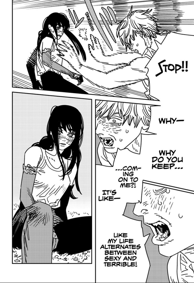 BBPie6's tweet photo. #chainsaman ch. 182 happy to see Denji stand up for himself! But this last panel… man I think next chapter is going to hit me in the feels 😩 https://t.co/8mWrZNBoZb