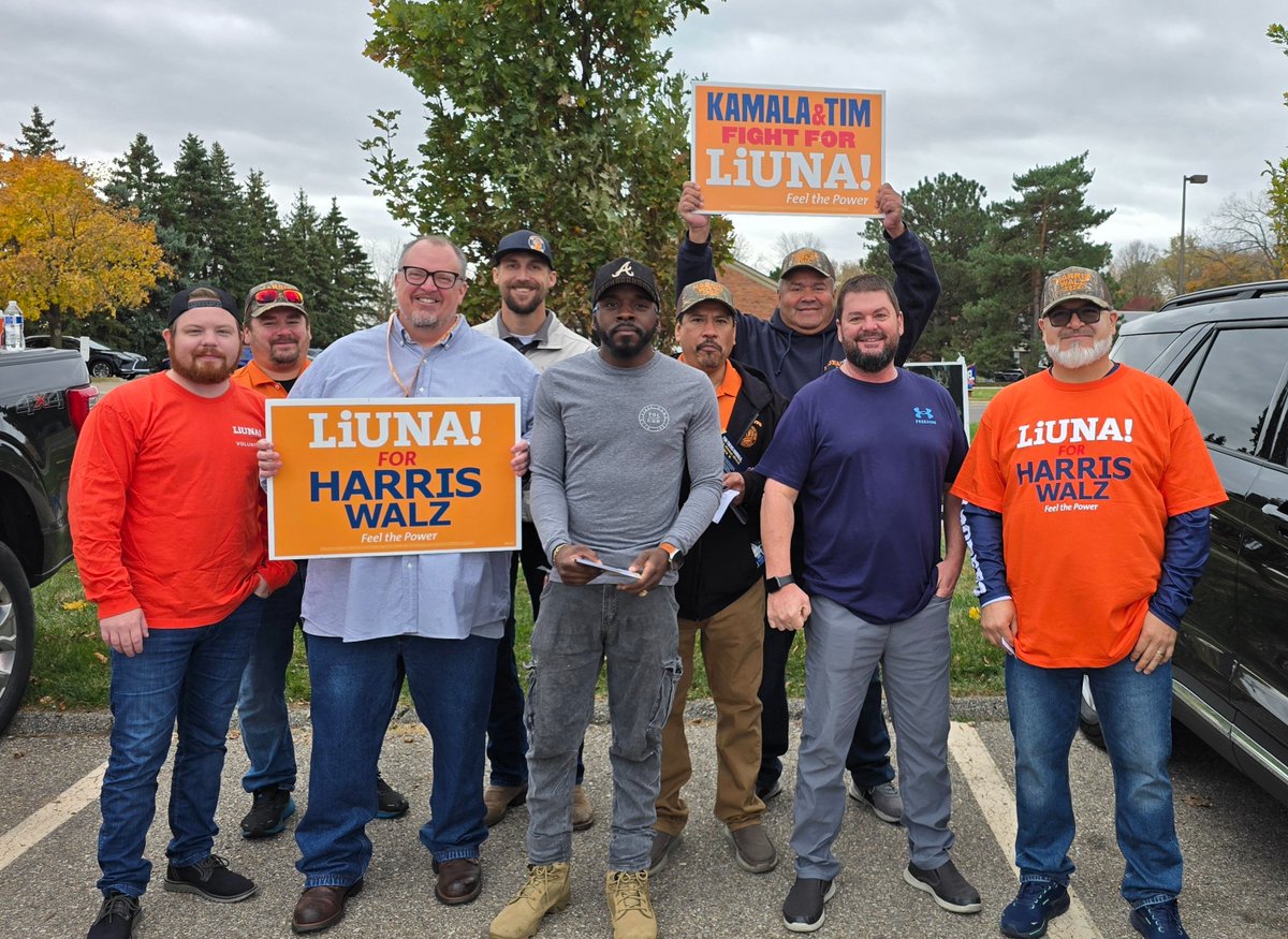 nerdfromutah's tweet photo. @LIUNA @LiUNAGreatLakes @LiUNAchicago organizers #GOTV in Michigan!  When we vote, we win!!  #LIUNAVotes #HarrisWalz2024 #GROC https://t.co/zXjeD4PZkA