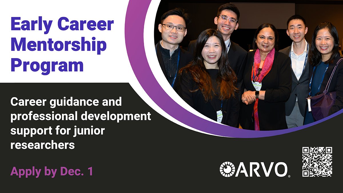 ARVOinfo's tweet photo. Attention junior researchers: Apply for @ARVOinfo's Early Career Mentorship Program for a golden opportunity to get the guidance you need from an ARVO mentor tailored to your interests. Don't miss your chance! Applications due by Dec. 1: https://t.co/b9SZrxdP41 https://t.co/2Dx8br64UX