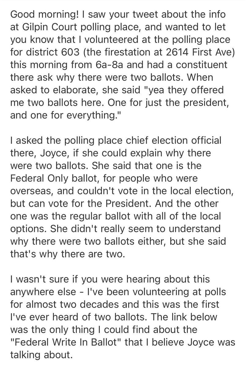 Precinct 310 is not the only Richmond voting location with two different ballots. According to a campaign volunteer, precinct 603 experienced some confusion over two different ballots this morning. She kind of received some clarity from the precinct chief: