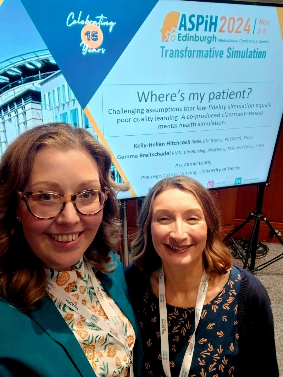 KellyHitchcock4's tweet photo. A fantastic opportunity to open conversations about fidelity in simulation and developing non-technical skills in nurse education @ASPiHUK. Thank you for having us on behalf of @UOD_SONM @DerbyUni #aspih24 https://t.co/KY1lmoR5Jd