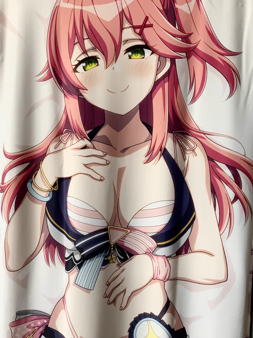 みこち抱き枕めちゃくちゃいい出来なんですけど印刷枚数しくじってしまってホロクル当日頒布分がマジでごくわずかっていう悲しい事態になりました… 