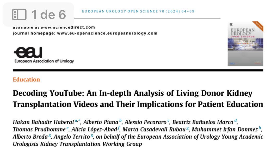 EAU-YAU-Kidney Transplant Working Group (@yau_transplant) on Twitter photo Our new study highlights a gap in reliable YouTube content on living-donor kidney transplants (KT). There’s a real need for more trustworthy, expert-led videos to accurately guide patients and clinicians in the field of donation and KT <a href="/EurUrolOpen/">European Urology Open Science</a> Our new study highlights a gap in reliable YouTube content on living-donor kidney transplants (KT). There’s a real need for more trustworthy, expert-led videos to accurately guide patients and clinicians in the field of donation and KT <a href="/EurUrolOpen/">European Urology Open Science</a>