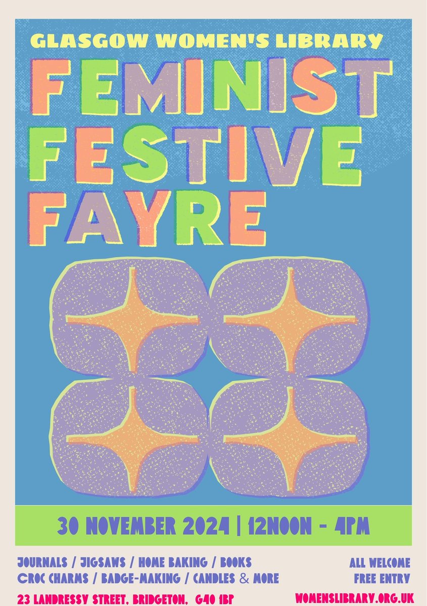 Celebrate the festive season with GWL at our first ever Festive Fayre!

Enjoy a glass of something mulled &amp; browse a selection of unique gifts &amp; stocking fillers! 

Saturday 30 November, 12noon - 4pm. Free entry, all welcome! 

womenslibrary.org.uk/event/feminist…
