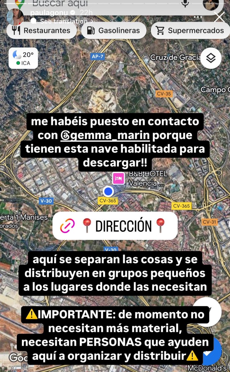 🚨 Me informan que AHORA lo más importante que necesitan son VOLUNTARIOS con FURGONETAS🚐🚐🚐 para distribuir desde los almacenes (PUNTOS DE DISTRIBUCIÓN) ya LLENOS de donaciones a los pueblos afectados🙏🏼

Difundid porfi 🙏🏼💗

#DANA #Valencia #Ayuda #Furgonetas