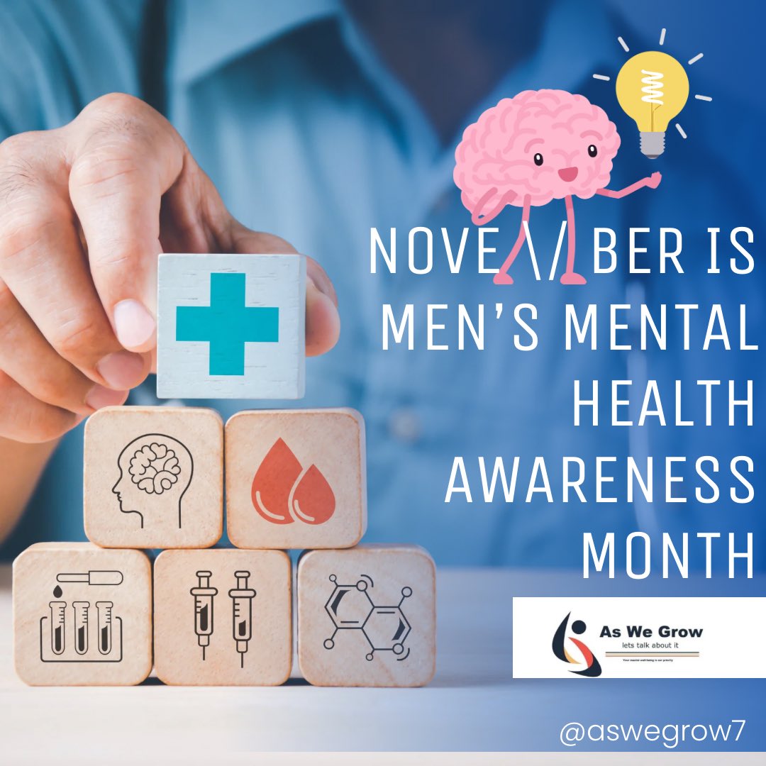 aswegrow3's tweet photo. November is Men's Mental Health Awareness Month. Let's encourage men to prioritize their mental well-being. Supporting men's mental health matters. So
Join the conversation and let's create a culture of understanding.
#mensmentalhealthawarenessmonth
#Novemberformensmentalhealth https://t.co/o8q8agINRt