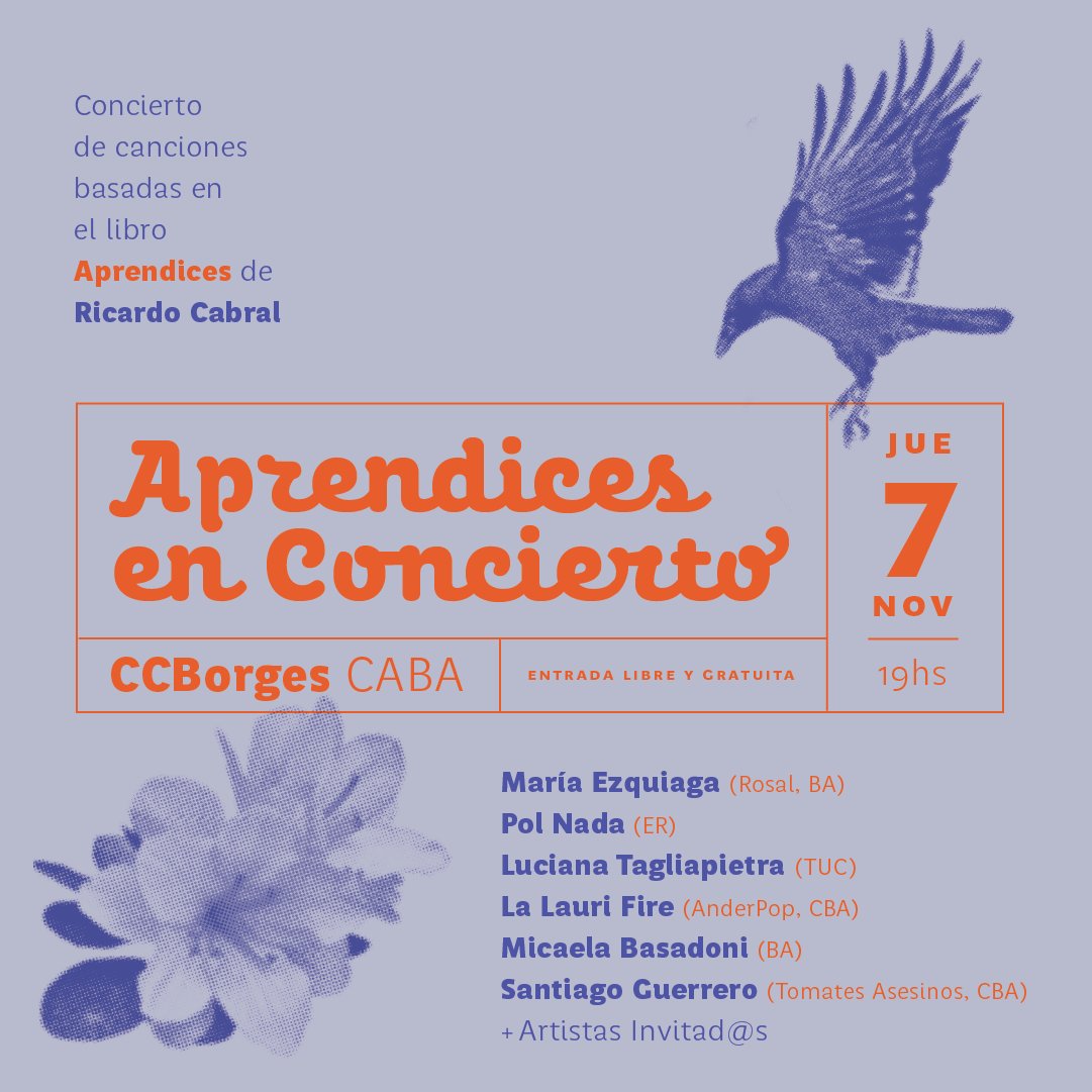 Este jueves 19hs nos vemos en el CC Borges CABA #gratis 
Con <a href="/mariaezquiaga1/">mariaezquiaga</a> (Rosal, BA) <a href="/polnada/">Pol Nada</a> (ER) <a href="/luchitaglia/">Luciana Tagliapietra</a> (TUC) La Lauri Fire (CBA) Micaela Basadoni (BA) y Santiago Guerrero ( <a href="/tomasesinos/">Tomates Asesinos</a>, CBA) + Artistas invitad@s
Sobre un libro de <a href="/cabralpontel/">Ricardo Cabral</a>