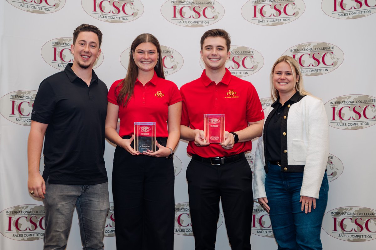 IvyIowaState's tweet photo. Three Ivy sales students have been named national champions at the International Collegiate Sales Competition, and #IowaState as the #2 university sales team in the world! #ICSC2024 https://t.co/tLJkixIyYR