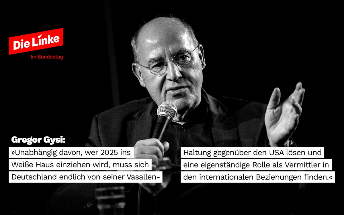 Unabhängig davon, wer 2025 ins Weiße Haus einziehen wird, muss sich Deutschland endlich von seiner Vasallen-Haltung gegenüber den USA lösen und eine eigenständige Rolle als Vermittler in den internationalen Beziehungen finden. Dazu braucht es keine gigantische Aufrüstung und