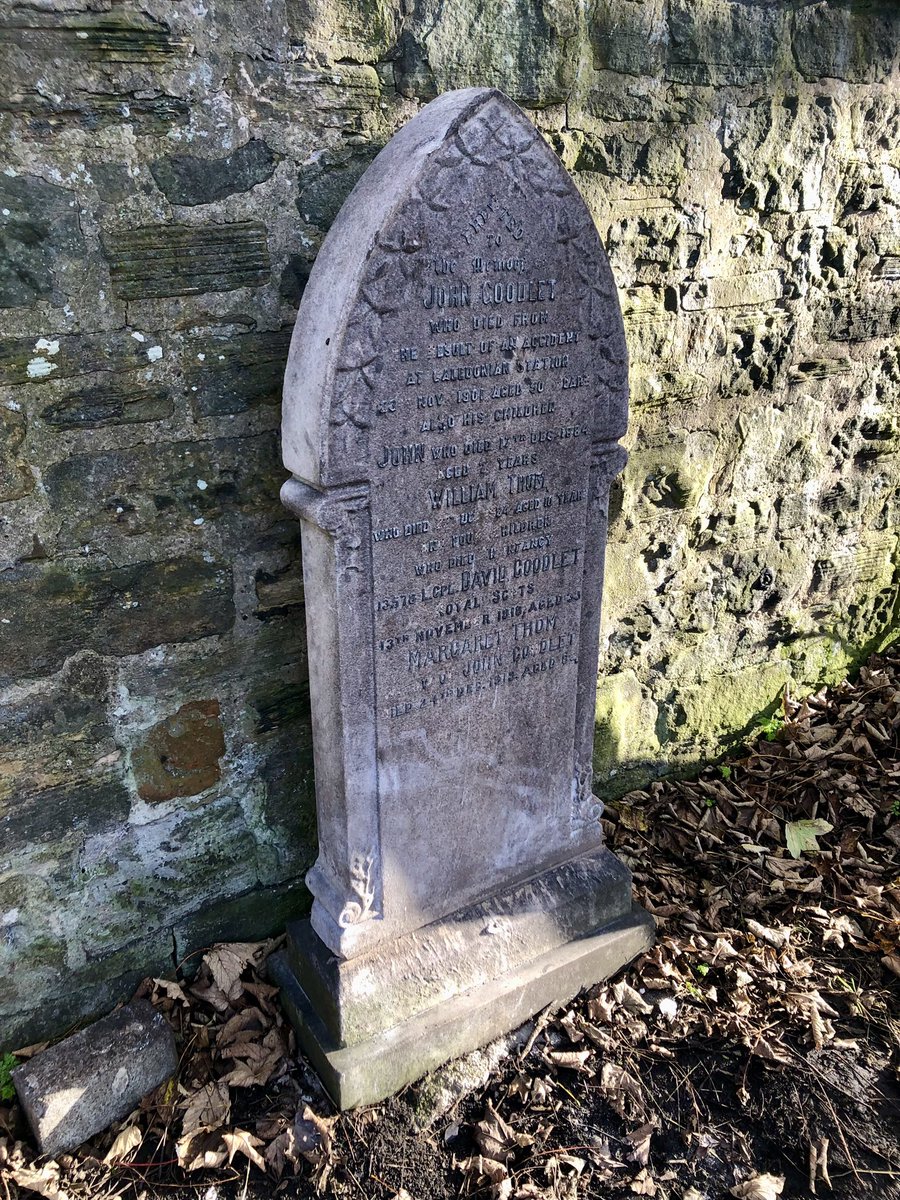 DalryCemetery's tweet photo. For this years Remembrance, the Council have very kindly restood the last CWGC grave to need restanding: Lance Corporal David Goodlet, 12th Battalion, The Royal Scots.

David Goodlet was born on 1 May 1884 at 1 West Fountain Place in Edinburgh to John Goodlet – an engine driver - and his wife, Margaret (nee Thom). He had previous military service although at the time of his enlistment in 1914, he was working as a labourer.

He served for over 2 years in France between 1915 and 1917, during which time he began to display signs of depression. He attempted to take his own life on more than one occasion and suffered an epileptic seizure. It was determined that asylum treatment was required for him as his condition was such that he needed the constant attention of another person with him.

David was treated at Murthly War Hospital in Perthshire before being transferred to the Royal Asylum in Edinburgh. He was discharged from the armed forces on 13 Feb 1918 due to melancholia, attributed to the stress of his military service. David died in the Royal Asylum in Edinburgh on 13 Nov 1918 - 2 days after the Armistice was signed. The cause of his death was influenza and bronchopneumonia. He was 34 years old and unmarried. His family home was located at 93 Slateford Road in Edinburgh.