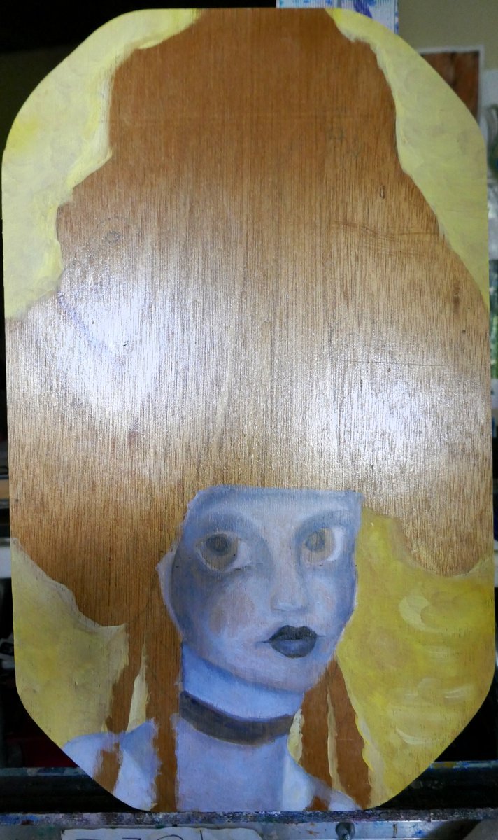 #WIP Work in Progress! Original Big Eye #Rococo Maiden with #Lovebirds Fantasy #Painting...

I've started on underpainting her face and neck.  Sometimes I am enamored of this soft focus stage, but I enjoy taking things to another level, so the painting continues.

#workinprogress