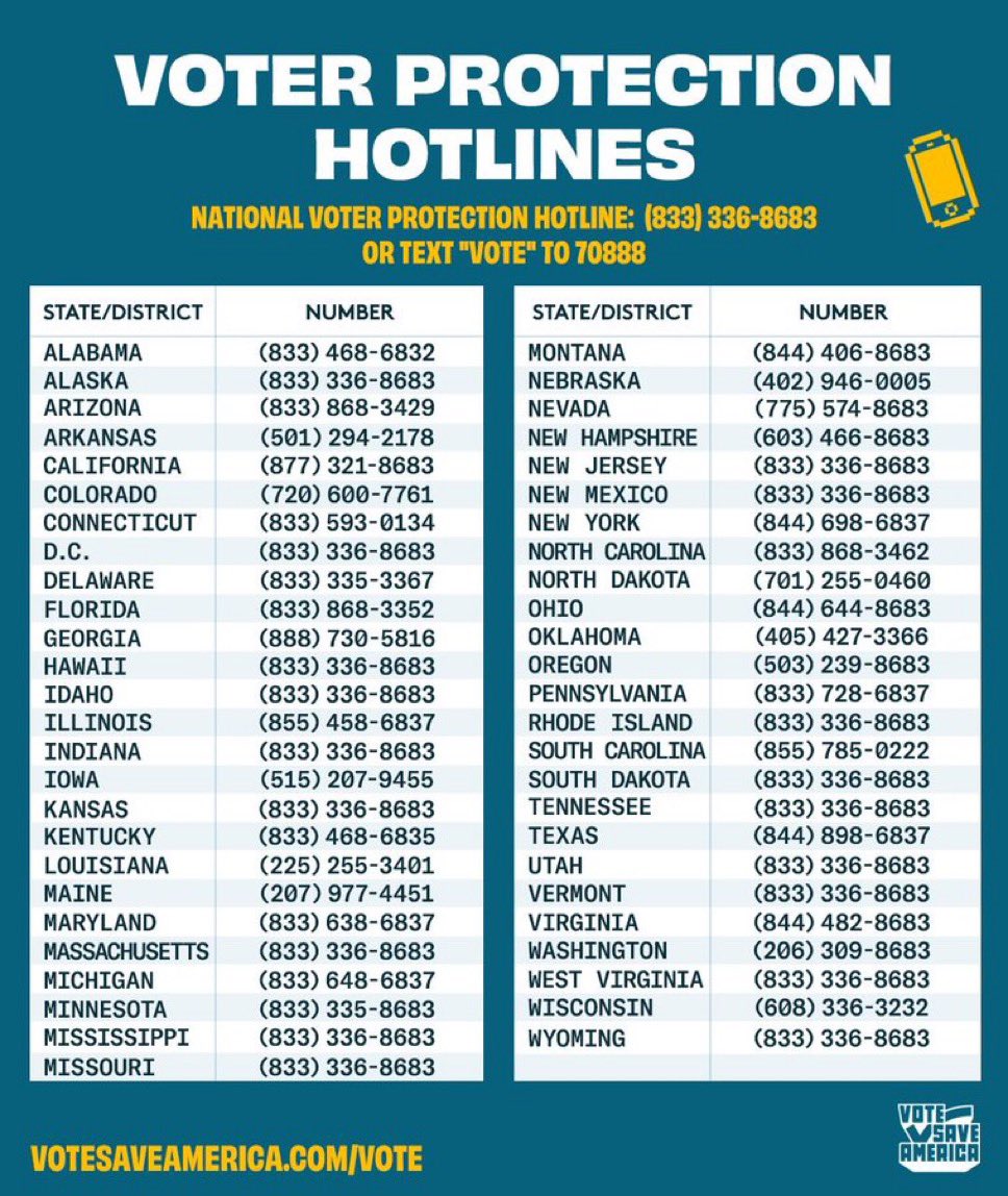 ReignOfApril's tweet photo. Save this. Share this. Remember: if you’re in line when the polls officially close, STAY IN LINE. No one can see your vote but you. Help a friend. If you’ve voted already, you can phone bank &amp; even drive folks to the polls today. Look out for our elderly &amp; disabled friends. 🗳️💙 https://t.co/isgxBmPAiR