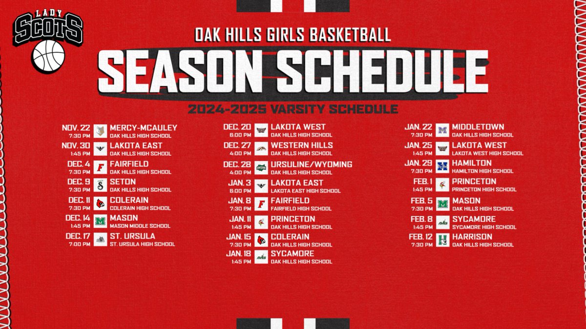OakHillsWBB's tweet photo. Less than 3 weeks away... Plenty of opportunities to see your Lady Scots in action this season! 

#CLIMB https://t.co/A3yktypy7F
