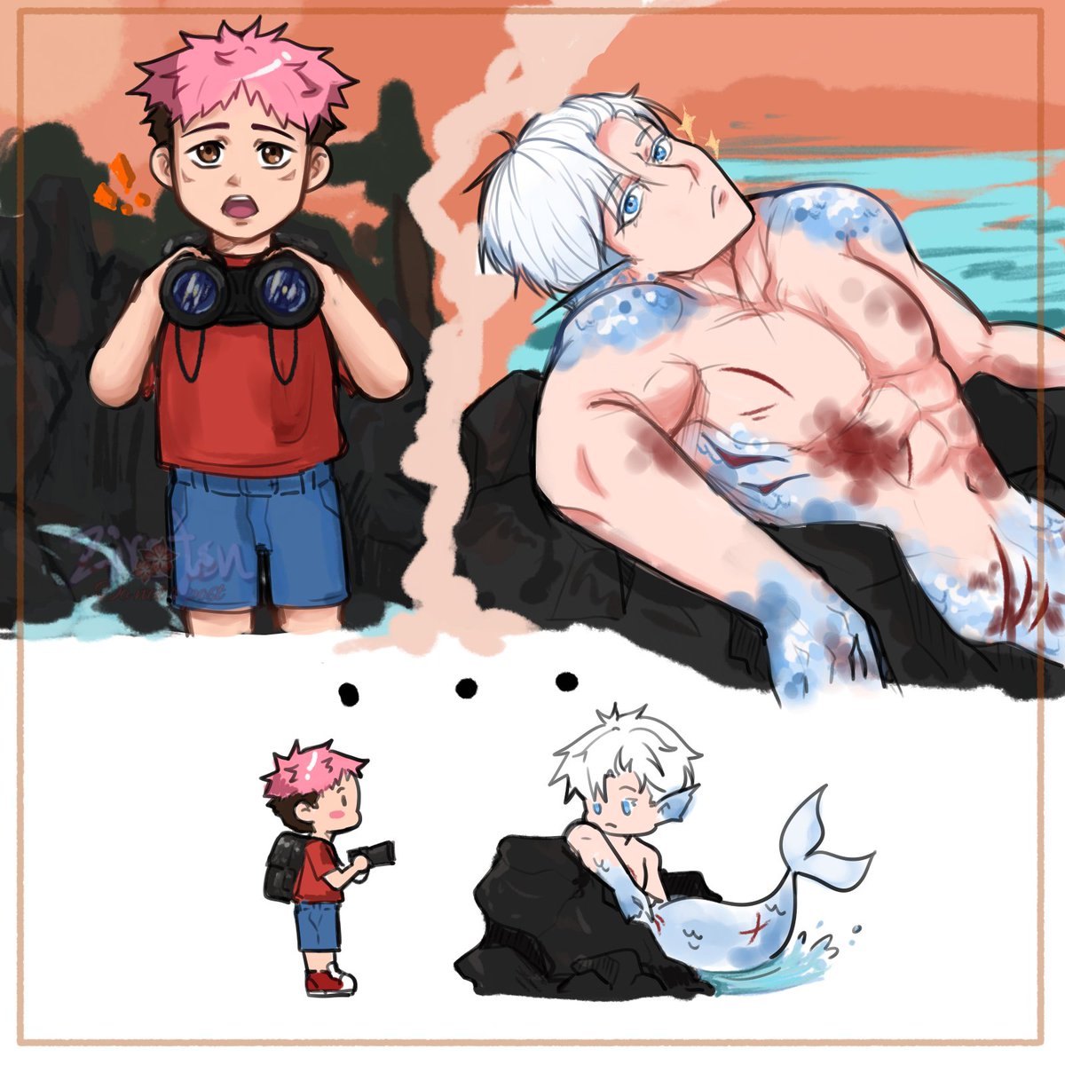 Welp, I made an illustration of it 
I'm surprised you guys liked my short prompt 🥰

I'm also going to use the kanji tag for goyuu from now on🩷🩵

#itadoriyuji #GojoSatoru #goyuu #五悠