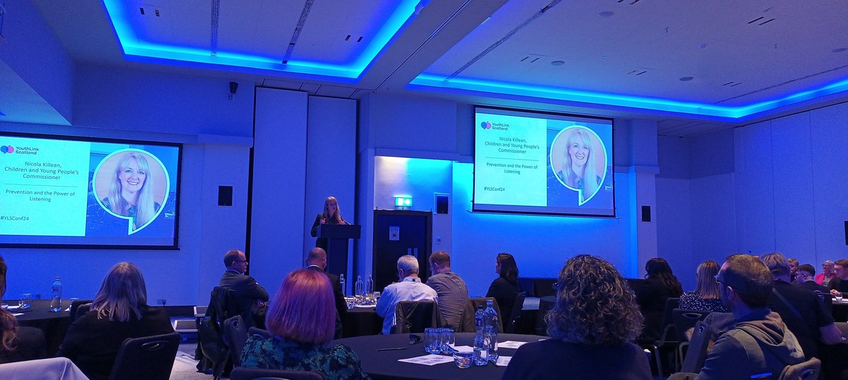 #YLSConf24 
Enjoying listening to Scotland's Children and Young People's Commissioner, Nicola Killean, at Youthlink Conference today. Acting on the listening is transformative. And as usual,  #investinyouthwork