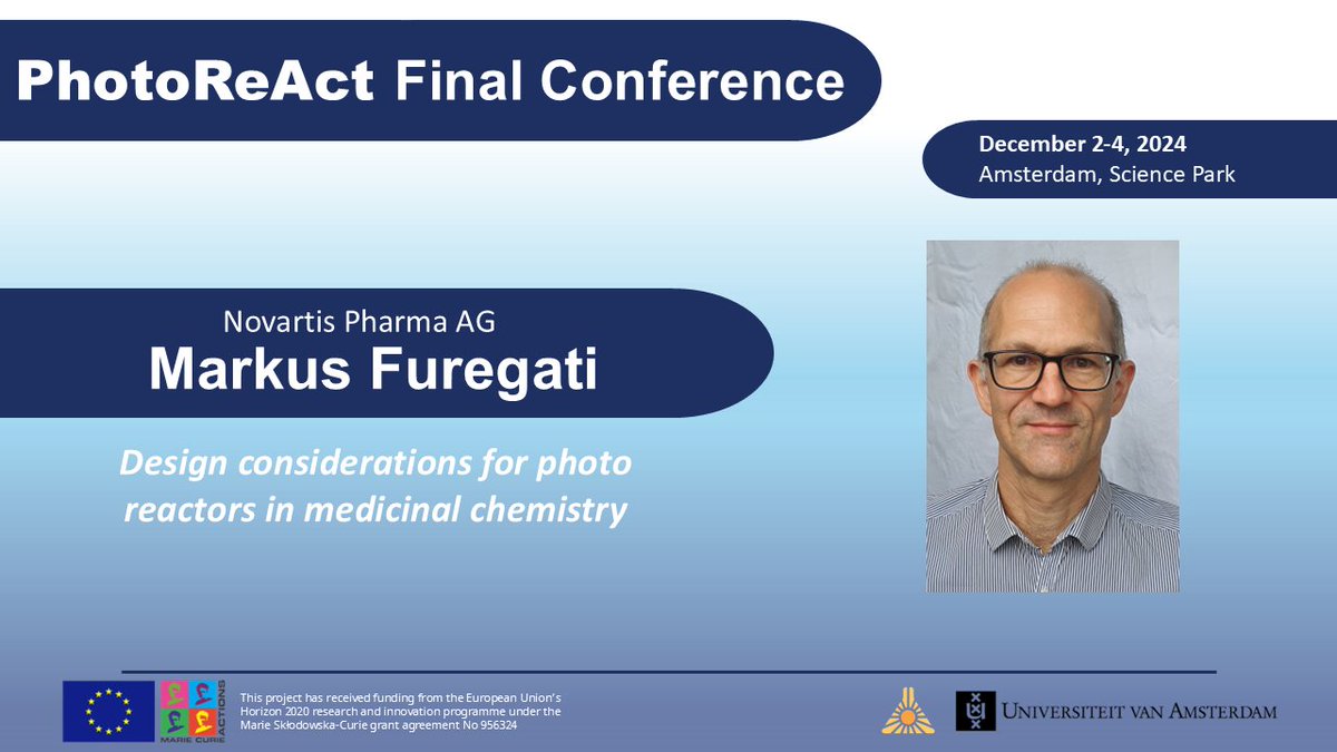 PhotoReAct (@photoreact1) on Twitter photo Almost wrapping up the speaker introductions! <a href="/DavidBKonrad/">David Konrad</a> and Markus Furegati <a href="/Novartis_CH/">Novartis Schweiz</a> will demonstrate how technology is pushing the boundaries of photochemistry. Don't miss out! Join us in Amsterdam from Dec 2-4! Register here: eventbrite.com/e/photoreact-f…… Almost wrapping up the speaker introductions! <a href="/DavidBKonrad/">David Konrad</a> and Markus Furegati <a href="/Novartis_CH/">Novartis Schweiz</a> will demonstrate how technology is pushing the boundaries of photochemistry. Don't miss out! Join us in Amsterdam from Dec 2-4! Register here: eventbrite.com/e/photoreact-f……