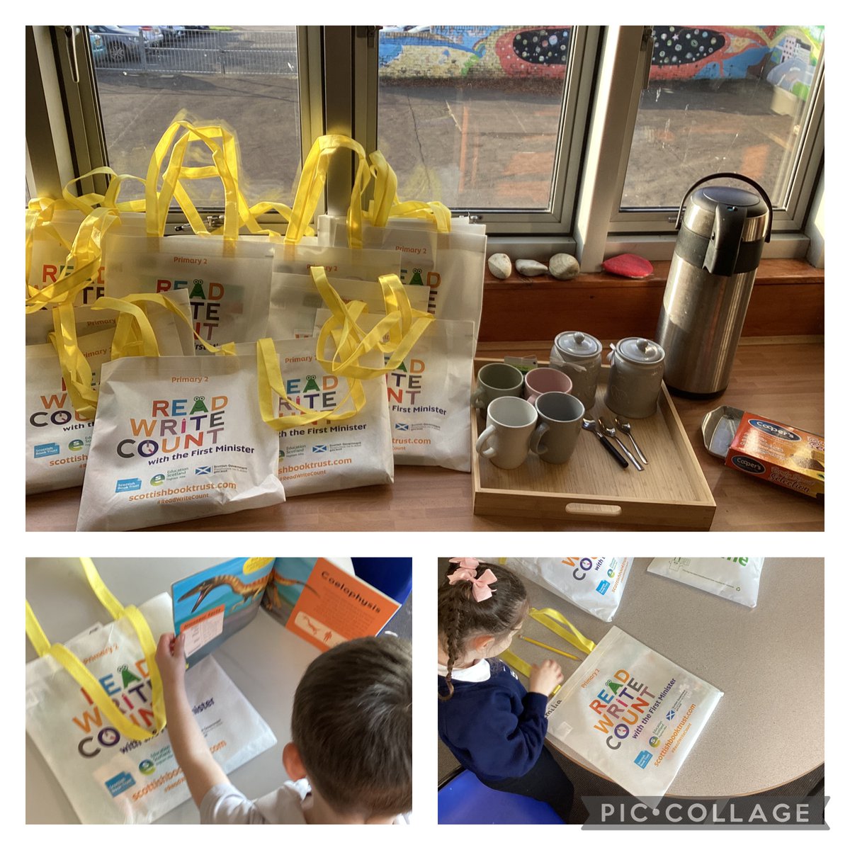 DeerparkPrimary's tweet photo. It was lovely to welcome families of our P2 learners into school to share, Read Write Count bags we received from the Scottish Book Trust. The learners enjoyed exploring their bags with games, books and information within it. https://t.co/jKwYQ0ZJp3