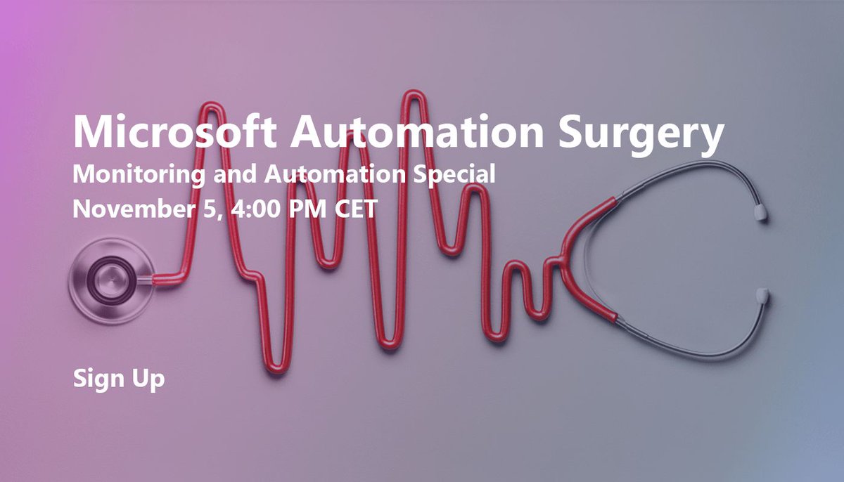 NiCE_IT_Mgmt's tweet image. 🚨 Don’t Miss Out – Join the Special Edition #Microsoft #Automation Surgery on November 5! 🚨Secure your spot today and bring your questions for live Q&amp;amp;A! #MicrosoftAutomation #Monitoring #Automation #SCOM #ITMonitoring bit.ly/3BdlZ1N