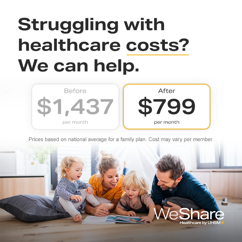 weshare_health's tweet photo. Protect your family's future with premium care at affordable rates. 

Join WeShare and save up to 50% on healthcare today.