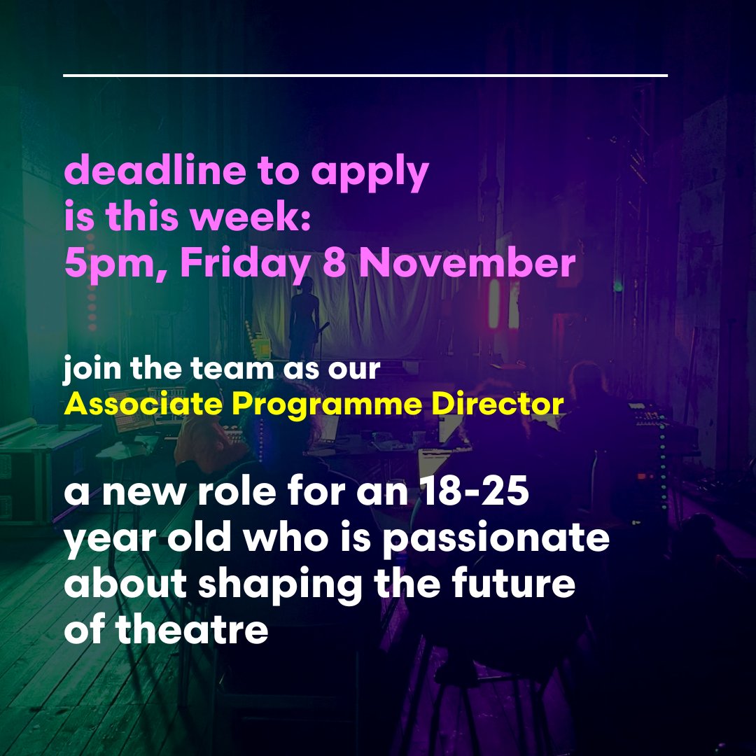 Deadline is this Friday ✨ 
There's still time, so check out our job created especially for an 18-25 year old! 
Get your application to us for Associate Programme Director by 5pm on Friday 8 November 📆
Find out more: bit.ly/BoundlessJobs🔗