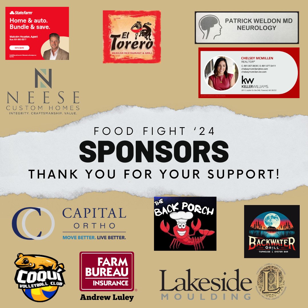 NWRankinHS's tweet photo. A BIG THANK YOU to our Food Fight '24 Community Sponsors! If you would like to be a sponsor, please contact Kelsie Poole at kel514@rcsd.ms. The last day to sponsor is Wednesday, Nov. 6. #WeAreNorthwest #CanBrandon https://t.co/KGydv2HfMJ