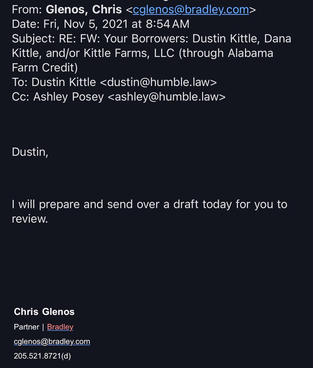 dustinkittle's tweet photo. Three years ago today, I woke up and set a trap to catch a crook —

Farm Credit’s private lawyers had extorted us for months with threats of losing our farm if we refused to sign a legal release swearing to confidentiality as to everything we knew of the frauds being perpetuated within the Farm Credit System; but I was not taking a chance that they would later claim they had no intent to follow through with their egregious and illegal threats.

The email below, in which I put blood in the water for those sharks, led to a recorded call taking place 72 hours later, wherein the Farm Credit lawyer unwittingly admitted to it all; that we were targeted and faced the potential of losing our farm if we did not do exactly as we were told in staying quiet.  

But because President Joe Biden had failed to appoint a Farm Credit Board, as he was required to do under federal law, we had no recourse but to sell land and our home and a significant portion of our cattle herd to pay off a farm loan 20 years early, in order to escape their vile, extortionate scheme.

We are still fighting the battle three years later; now in court against President Biden and others who allowed these atrocities to take place against America’s farmers.

We will ultimately prevail; but to be clear, the reckoning will be greatly accelerated by ousting the Democratic Party from its grip over federal agencies like Farm Credit.

While the Harris Team refused to speak with us at all over the changes needed to support the farmers within the U.S. Farm Credit System, Robert Kennedy, Jr. visited with us at length to discuss the problems and the solutions; and based on that and more, I believe he will make a difference in the future of American agriculture if given the opportunity by the voters today.

As someone who has spent the last three years of their life fighting the Biden and Harris Administration, I urge you not to give them further control over our livelihoods.  

A change is desperately needed.

— DK

#SaveOurFarms 🇺🇸🌾

#MAHA || #Election2024