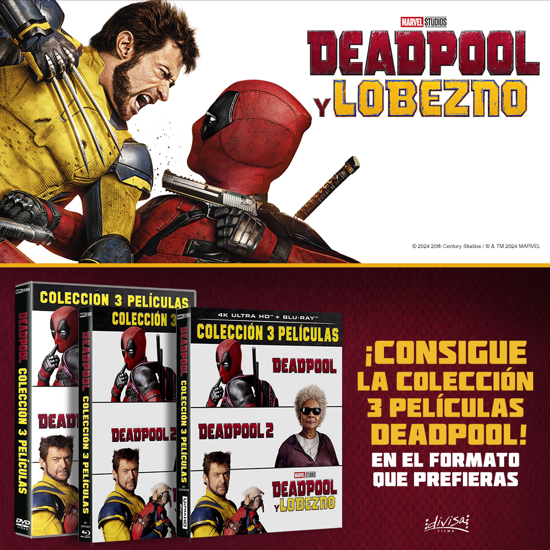 Film Hunters (@filmhunters_es) on Twitter photo ⚔️ #SORTEO ⚔️
¡Llévate con nosotros todas las películas de #Deadpool, incluida #DeadpoolyLobezno! ¿De qué team eres?
Para participar: RT + FOLLOW (@filmhunters_es + <a href="/DivisaFilms/">Divisa Films</a>) + MENCIONA A UN AMIG@
Hasta 13/11/24 a las 23:59. Solo España ⚔️ #SORTEO ⚔️
¡Llévate con nosotros todas las películas de #Deadpool, incluida #DeadpoolyLobezno! ¿De qué team eres?
Para participar: RT + FOLLOW (@filmhunters_es + <a href="/DivisaFilms/">Divisa Films</a>) + MENCIONA A UN AMIG@
Hasta 13/11/24 a las 23:59. Solo España