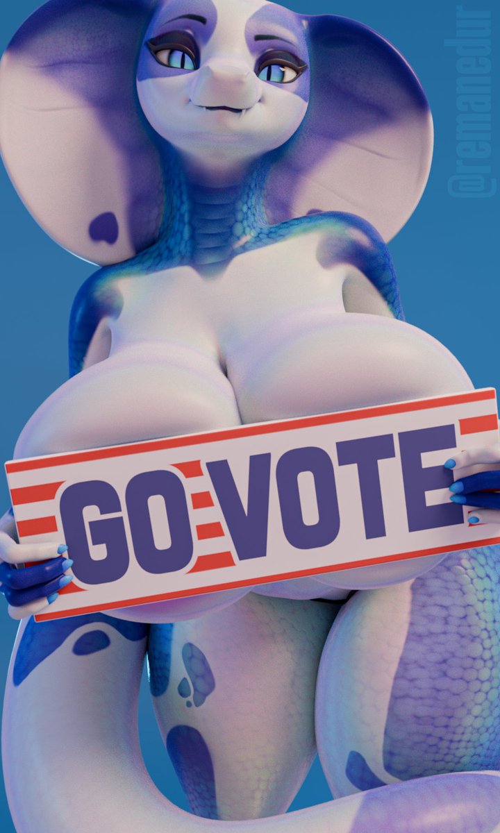 Have you voted yet? No? You should totally go today then, Nisha is really attracted to people who vote!

Special thanks to the homie <a href="/remanedur/">re🐠mane🐠dur @ bsky.social</a> for the cute render!

Vote like your rights depend on them. (a lot is at stake)