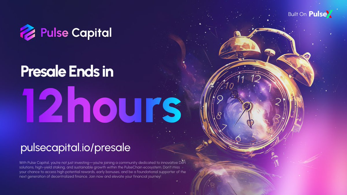 ⌛️The Final 12 Hours⌛️

Procrastination is the act of delaying tasks until the last minute or past their deadline. We all fall victim to it, from time to time. 👀

The best time to start was yesterday.... Therefore, the next best time is now. 🚀

🍀Join the Presale: