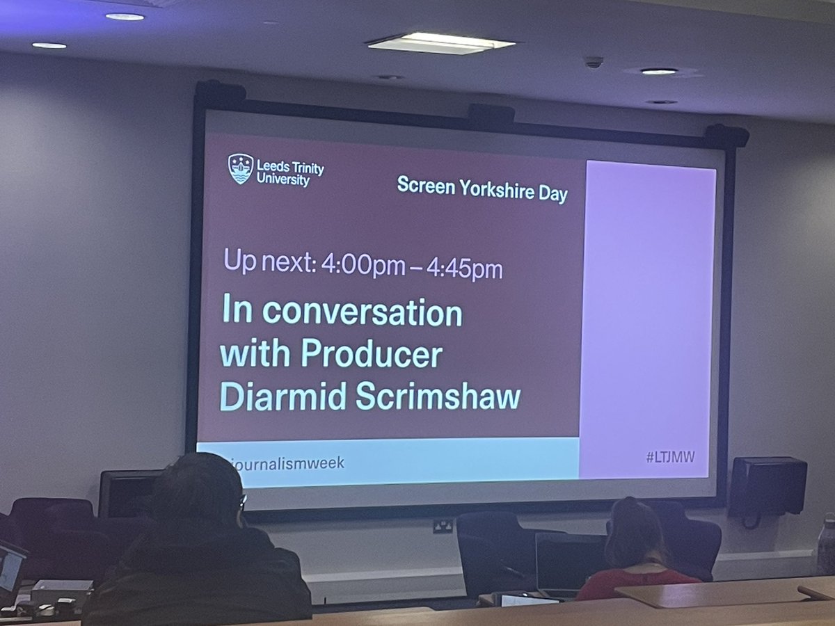 ChloeESiviter's tweet photo. Last event of day 2 of @JournalismWeek and we’re here with an In conversation with Producer Diarmid Srimshaw 

#LTJMW https://t.co/i4Z9OyN8NP