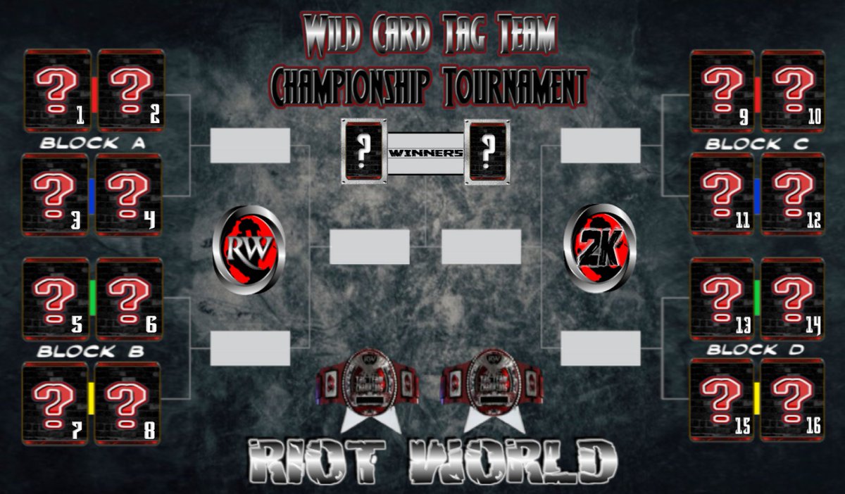Entrants will have our wheel spun for their placement and we should have some interesting matchups all to crown Riot World Universal Tag Team Champions