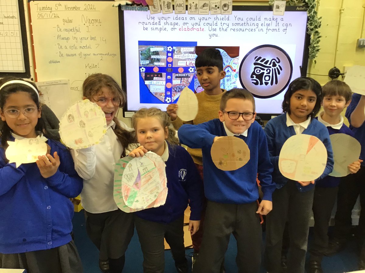 PelhamYear4's tweet photo. Mayan soldiers!! We have been designing our own ‘confidence building shields’ just like the Mayans to show just how brave and fantastic we are🛡️@PelhamPrimary_ https://t.co/H8pq8WydmW