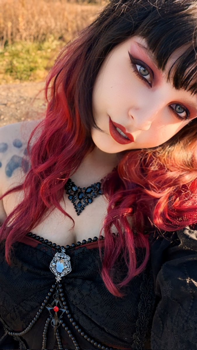 My latest shoot I did  with @umbraphotography just might be the best one yet. 🥺

#selfie #gothselfie #goth #gothic #devilinspired #hype #excited #photoshoot #model #redhair #gothmakeup #gothicmakeup #makeup #redmakeup #prettyeyes #gothhair #selfportrait #selfies #gothoutfit
