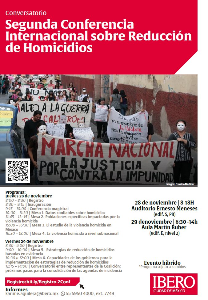 ErnestoLPV's tweet photo. ⚠️⚠️⚠️Lo prometido es deuda.

✅Aquí el programa de la Segunda Conferencia Internacional sobre Reducción de Homicidios.

✅Diálogo, rendición de cuentas, aprendizaje y mejora.

💥💥No te lo pierdas.

@PSC_IBERO @IBERO_mx @CentroProdh @datacivica @ImpunidadCeroMx @SViolenciayPaz https://t.co/uVafis6o3L