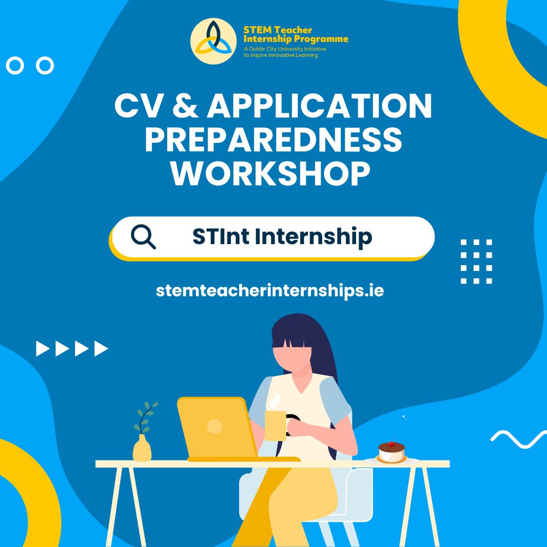 STEM Teacher Internship Programme (@stemteachintern) on Twitter photo The STInt CV & Application Preparedness session is Nov 6th at 5pm! Register now to attend the workshop. Don't miss out! ➡️linktr.ee/stintireland <a href="/DCU_IoE/">DCU Institute of Education</a> <a href="/edtechne/">School of Education, University of Galway</a> <a href="/SchoolOfEd_UL/">School of Education</a> <a href="/SchoolofEdUCD/">UCD School of Education</a> <a href="/SchoolofEdTCD/">School of Education</a> <a href="/MU_Education/">Education Department Maynooth University</a> <a href="/UCCSchoolofEd/">UCC School of Education</a> The STInt CV & Application Preparedness session is Nov 6th at 5pm! Register now to attend the workshop. Don't miss out! ➡️linktr.ee/stintireland <a href="/DCU_IoE/">DCU Institute of Education</a> <a href="/edtechne/">School of Education, University of Galway</a> <a href="/SchoolOfEd_UL/">School of Education</a> <a href="/SchoolofEdUCD/">UCD School of Education</a> <a href="/SchoolofEdTCD/">School of Education</a> <a href="/MU_Education/">Education Department Maynooth University</a> <a href="/UCCSchoolofEd/">UCC School of Education</a>
